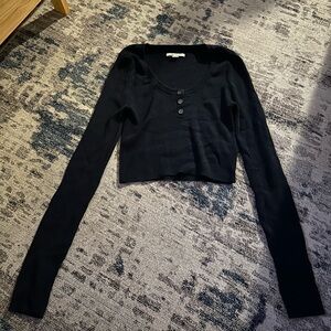 American eagle navy long sleeve cropped sweater